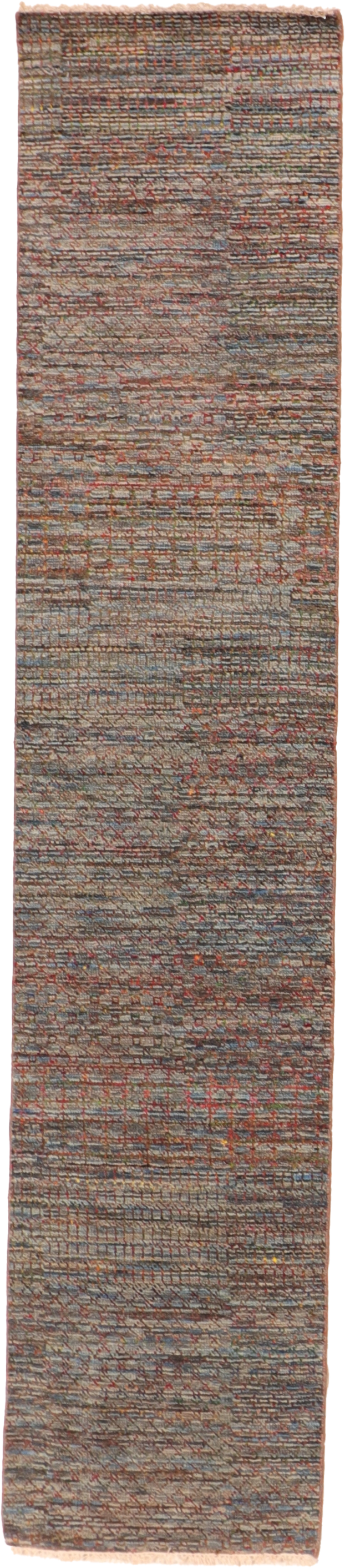 W 2.6 L 12 Modern Runner 100% Wool Hand-Wover All-Over Design - 66348