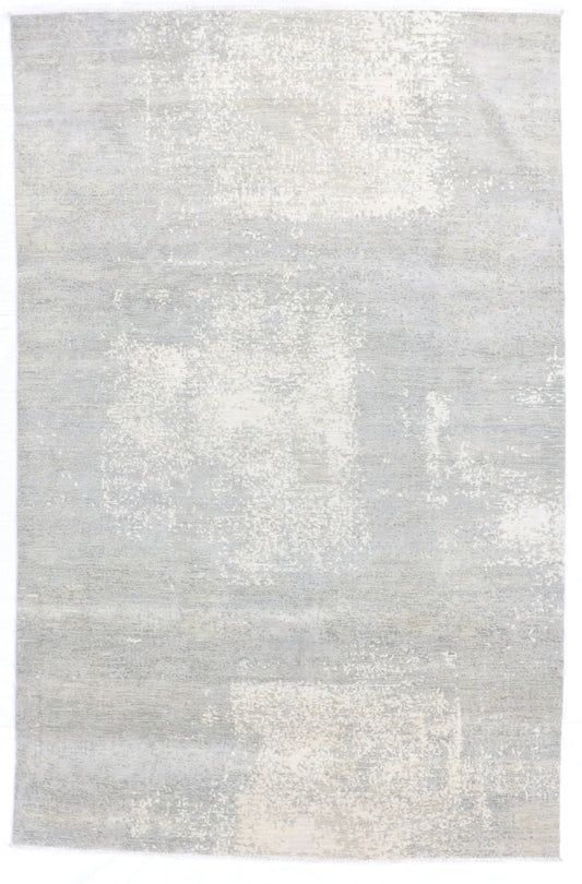 W 6.6 L 9.11 Modern Wool And Silk Blend Hand-Woven All-Over Design - 66378