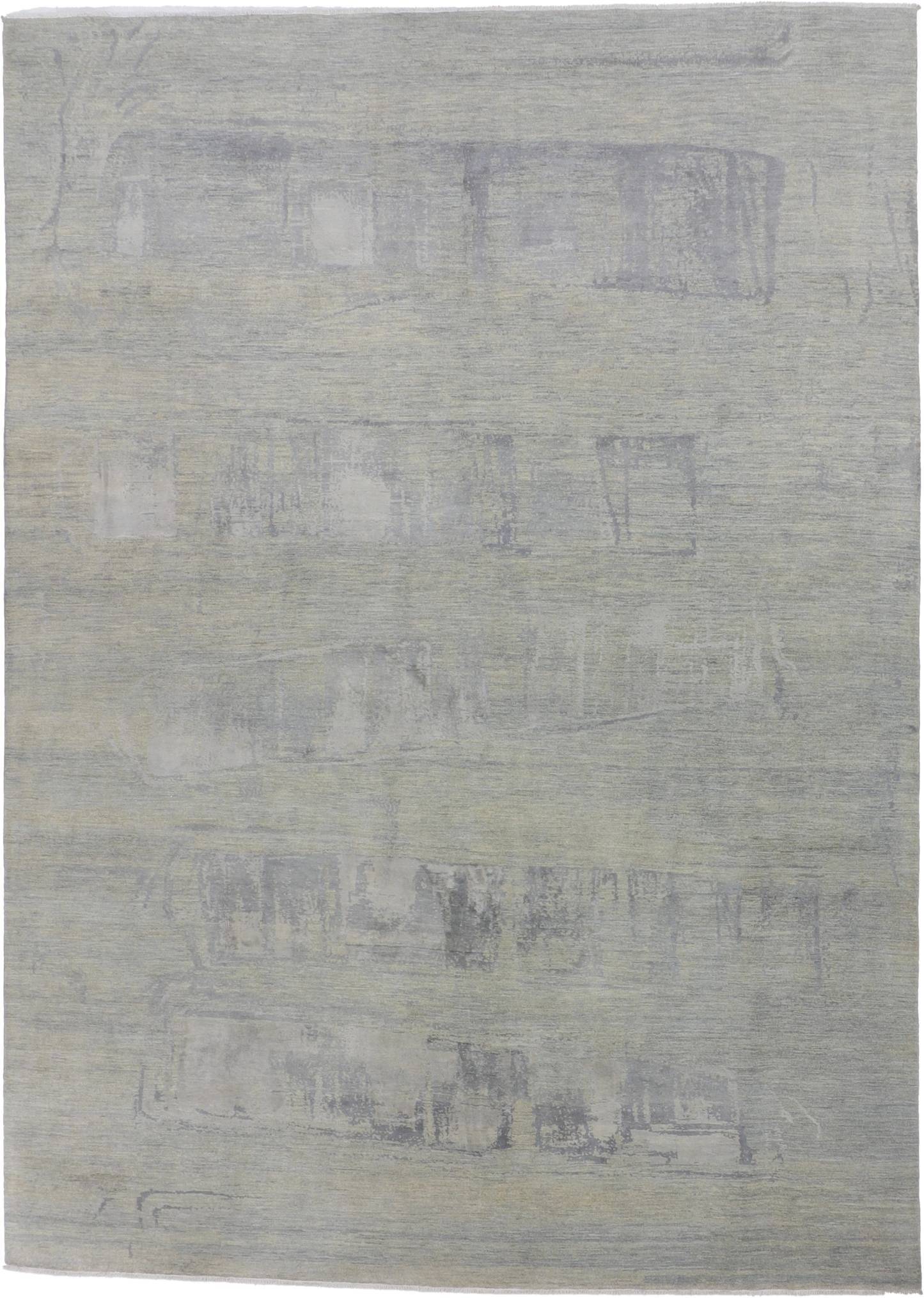 W 9 L 12.4 Modern Wool And Silk Blend Hand-Woven All-Over Design - 66384