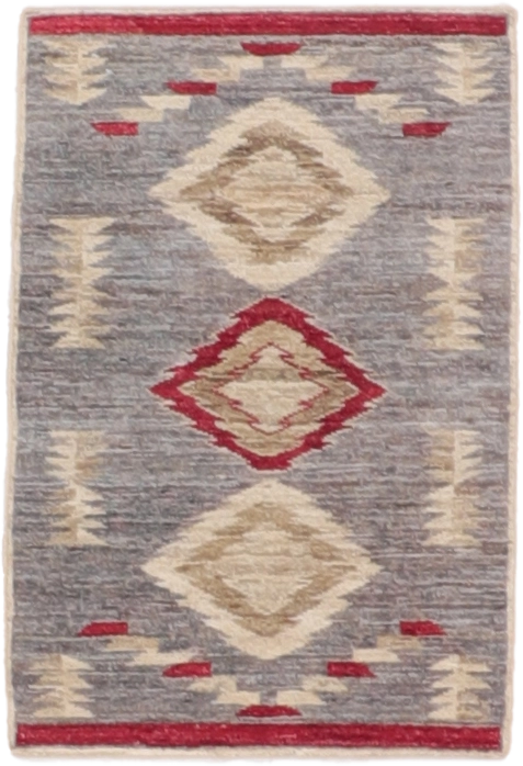 W 1.11 L 2.11 Mountain Modern 100% Wool Hand-Woven All-Over Design - 66419