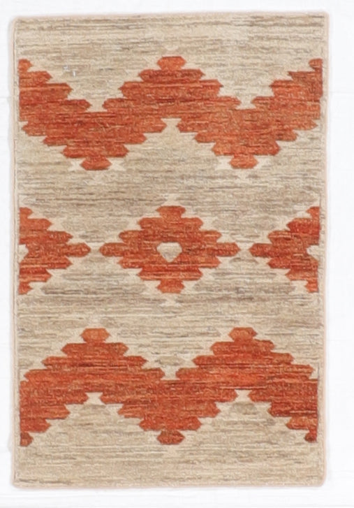 W 1.11 L 2.10 Mountain Modern 100% Wool Hand-Woven All-Over Design - 66420