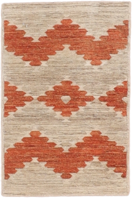 W 1.11 L 2.10 Mountain Modern 100% Wool Hand-Woven All-Over Design - 66420