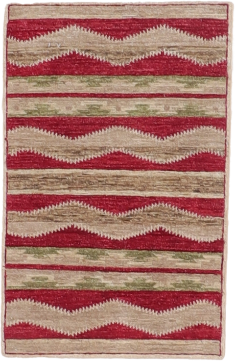 W 1.11 L 3.1 Mountain Modern 100% Wool Hand-Woven All-Over Design - 66432