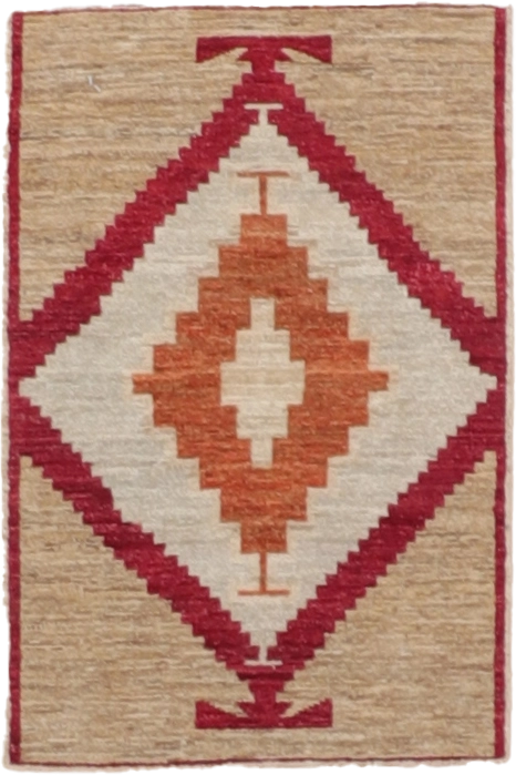 W 1.11 L 2.11 Mountain Modern 100% Wool Hand-Woven All-Over Design - 66436