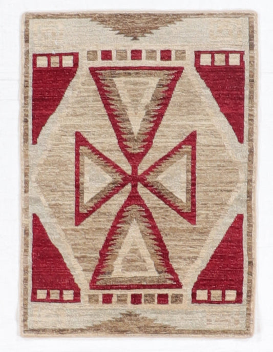 W 2.1 L 2.10 Mountain Modern 100% Wool Hand-Woven All-Over Design - 66438