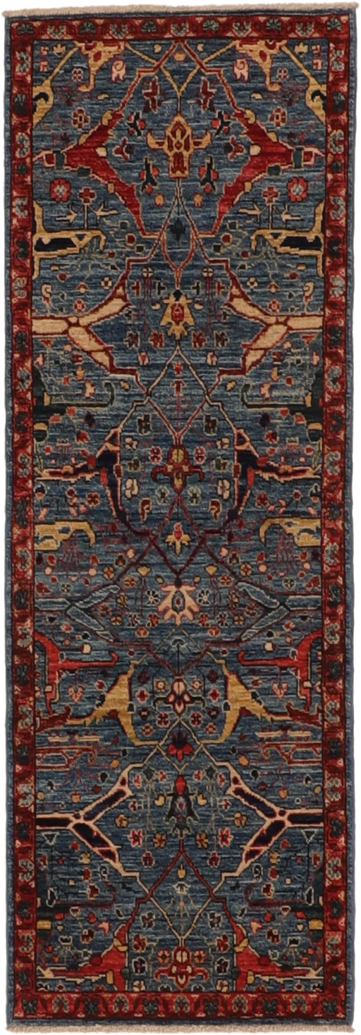 W 2.1 L 6.1 Bijar Runner 100% Wool Hand-Woven All-Over Design - 66442