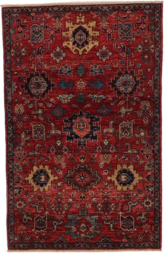 W 3.2 L 4.10 Mahal 100% Wool Hand-Woven All-Over Design - 66443
