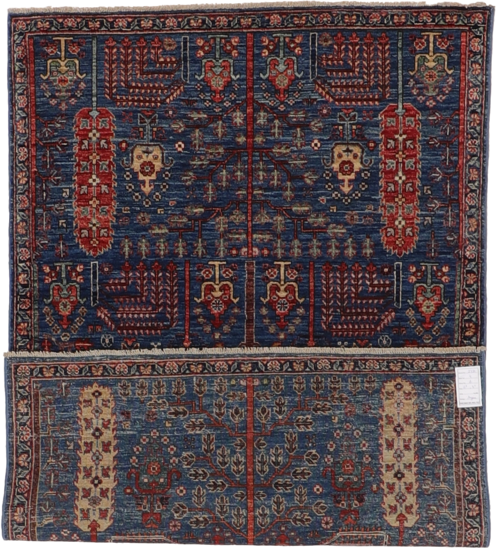 W 4 L 6.3 Tree Of Life 100% Wool Hand-Woven All-Over Design - 66444