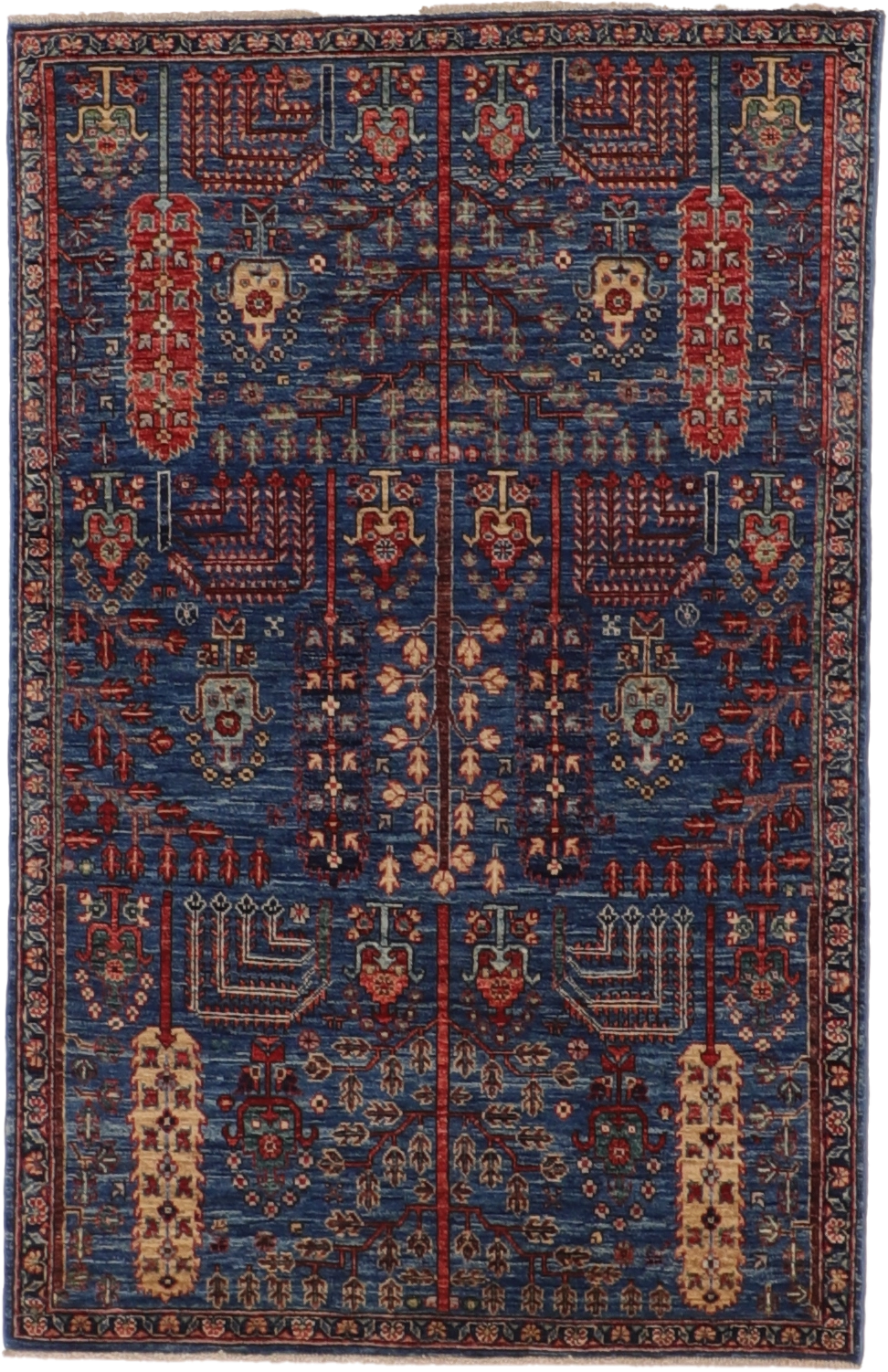 W 4 L 6.3 Tree Of Life 100% Wool Hand-Woven All-Over Design - 66444