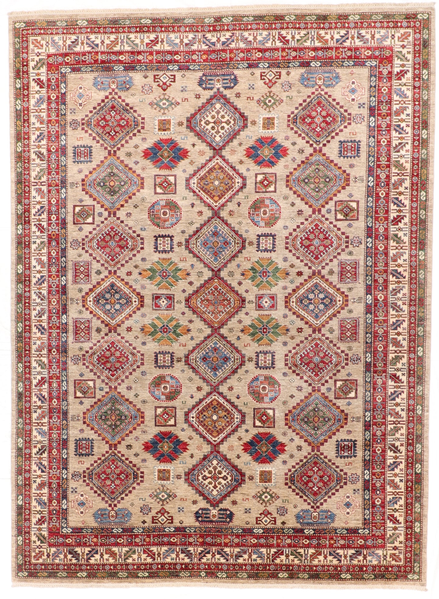 W 8.2 L 11.1 Lori 100% Wool Handmade All Over Geometric Design - 66447