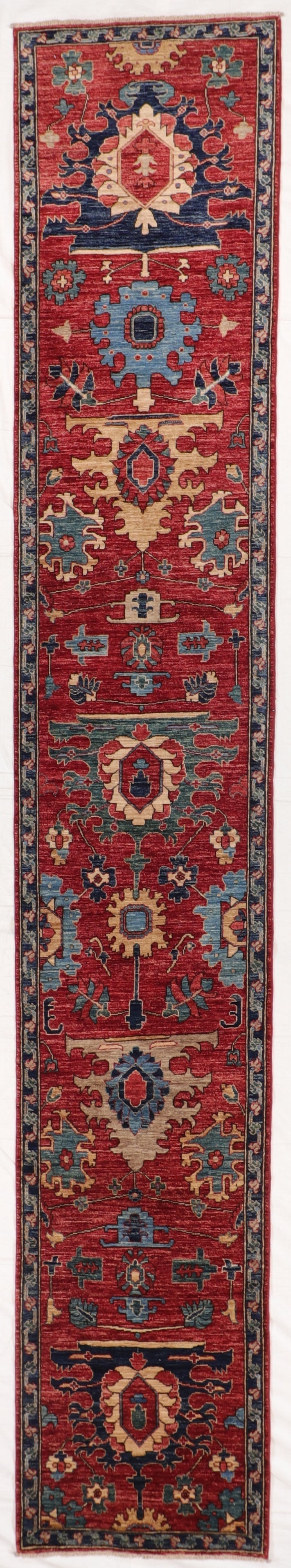 W 2.8 L 15.10 Mahal Runner 100% Wool Hand-Woven All-Over Design - 66460