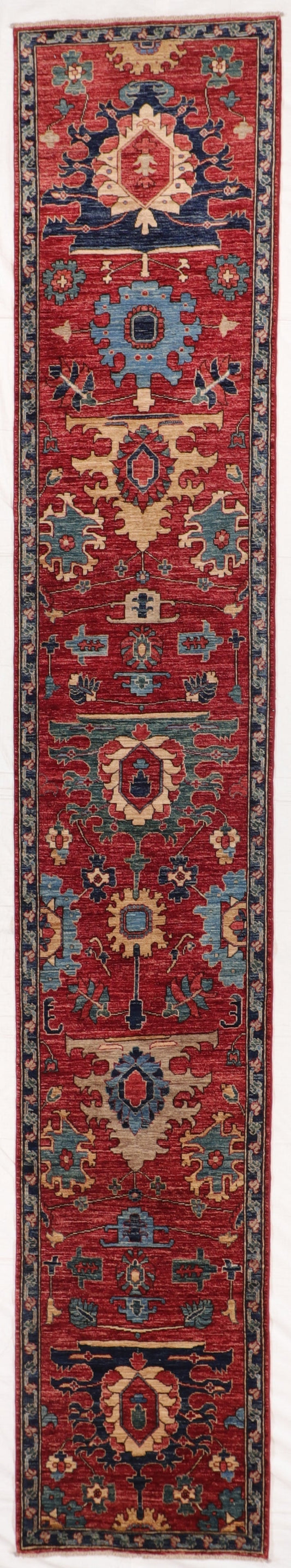 W 2.8 L 15.10 Mahal Runner 100% Wool Hand-Woven All-Over Design - 66460