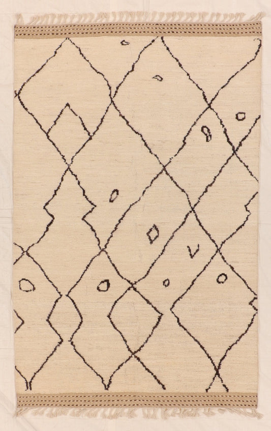 W 4.5 L 6.6 Moroccan 100% Wool Hand-Woven All-Over Design - 66462