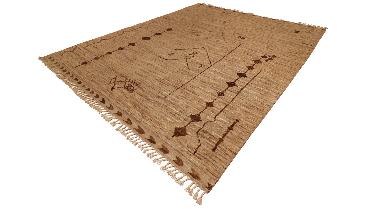 W 8.2 × L 9.8 Moroccan — Berber Symbols • (100% Wool, Cut Pile) - 66463