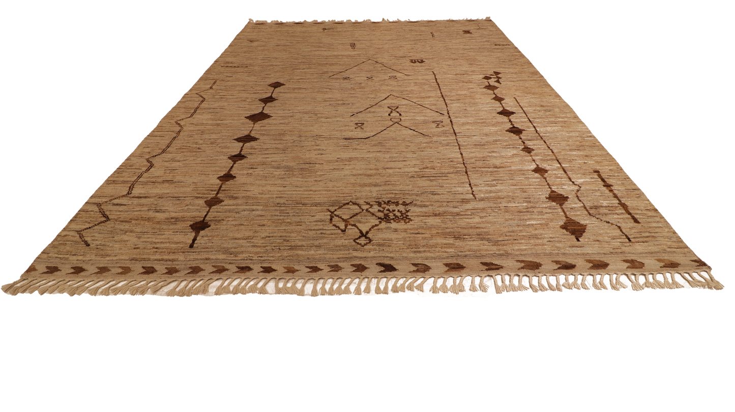 W 8.2 × L 9.8 Moroccan — Berber Symbols • (100% Wool, Cut Pile) - 66463