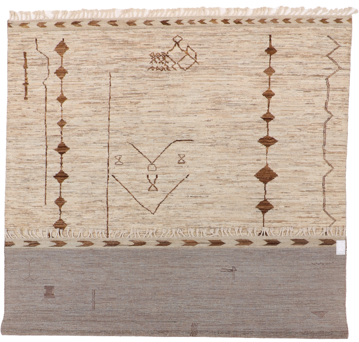 W 8.2 × L 9.8 Moroccan — Berber Symbols • (100% Wool, Cut Pile) - 66463