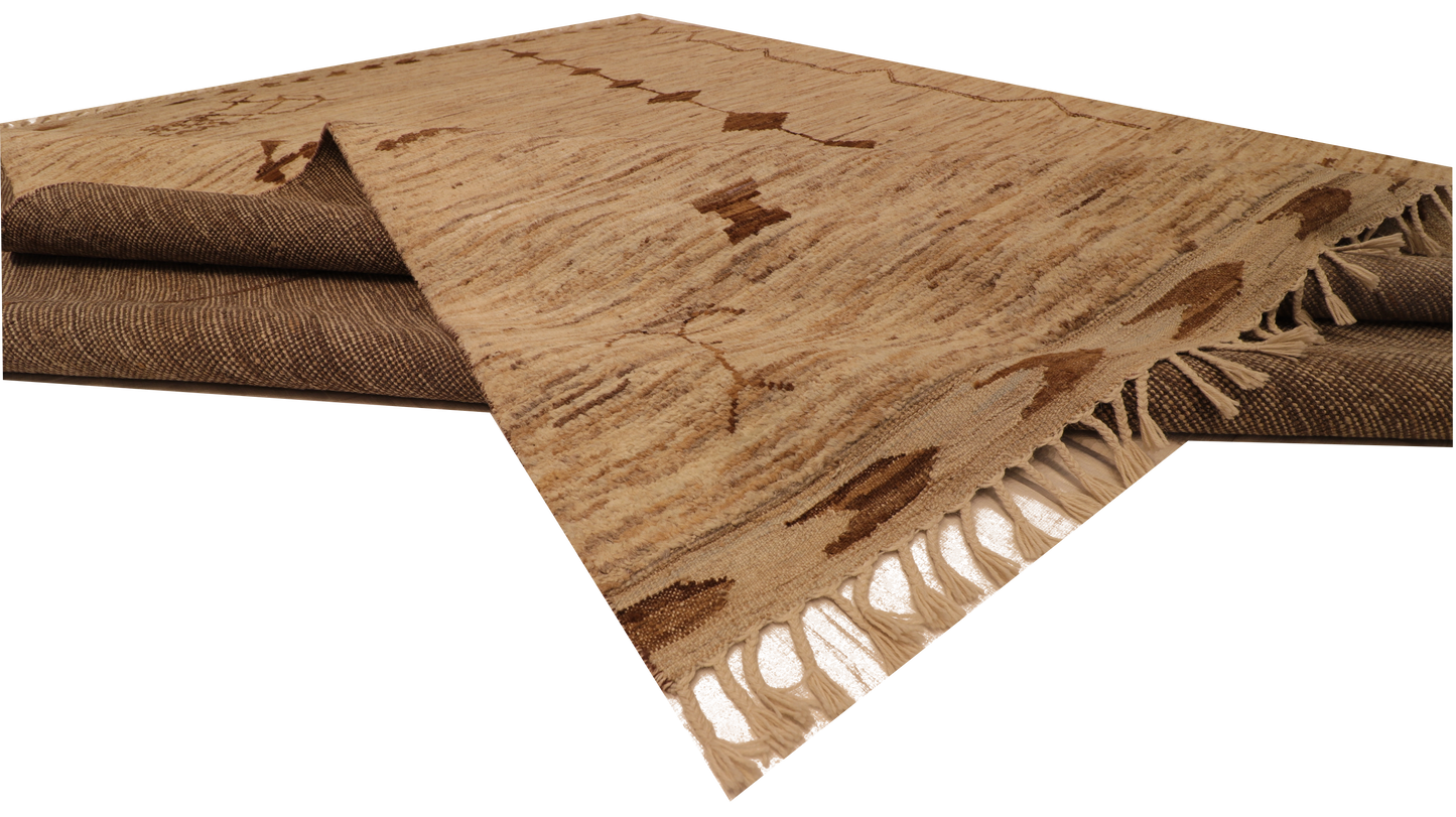 W 8.2 × L 9.8 Moroccan — Berber Symbols • (100% Wool, Cut Pile) - 66463