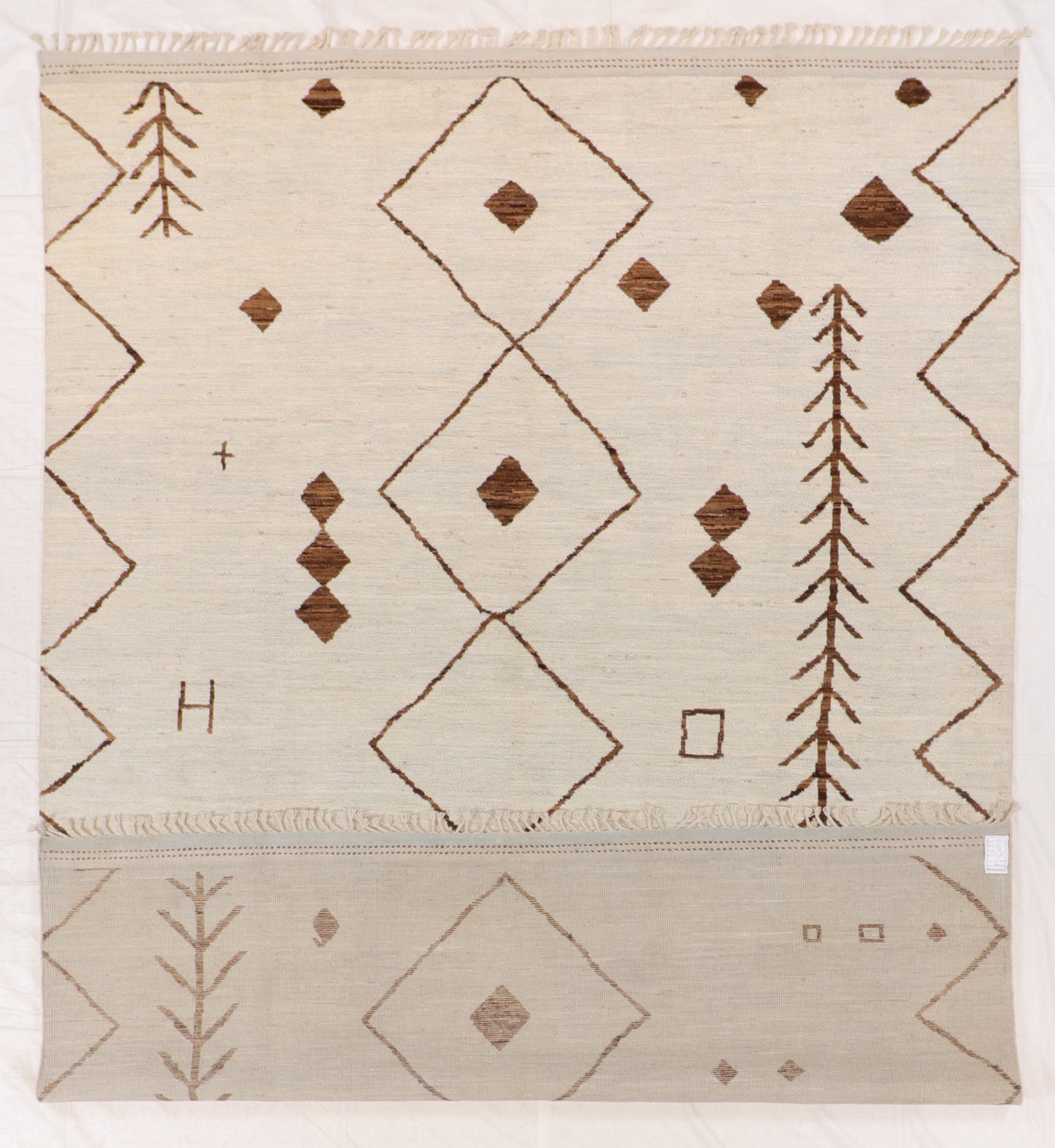 W 8.8 L 11.3 Moroccan 100% Wool Handmade Geometric Design - 66464