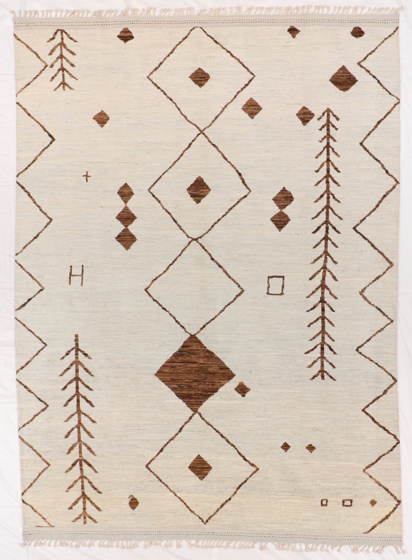 W 8.8 L 11.3 Moroccan 100% Wool Handmade Geometric Design - 66464