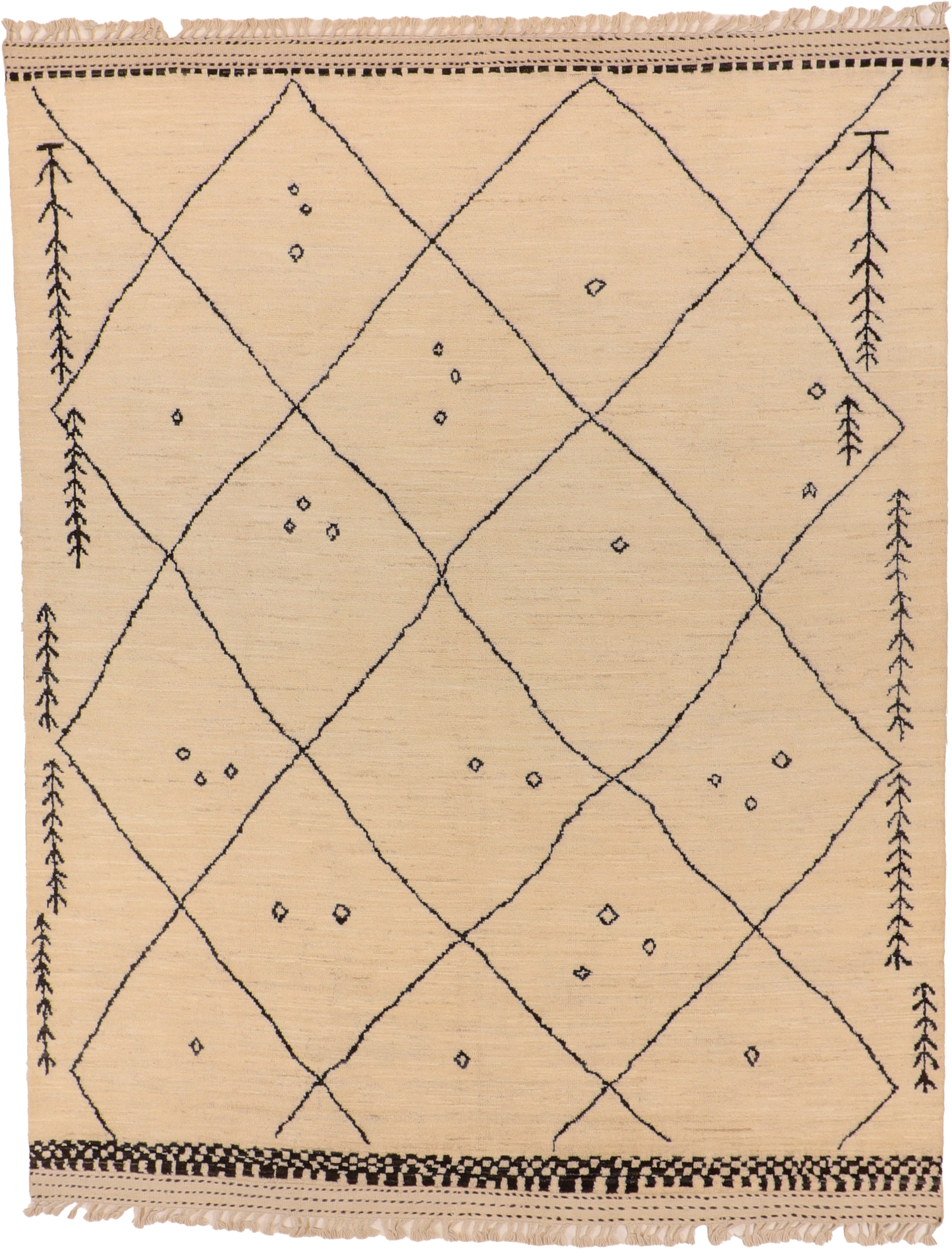 ✨ Handwoven W 8 - L 10 Moroccan Wool Rug - Pure Wool, Minimalist Moroccan Design - 66465