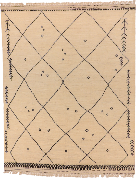 ✨ Handwoven W 8 - L 10 Moroccan Wool Rug - Pure Wool, Minimalist Moroccan Design - 66465