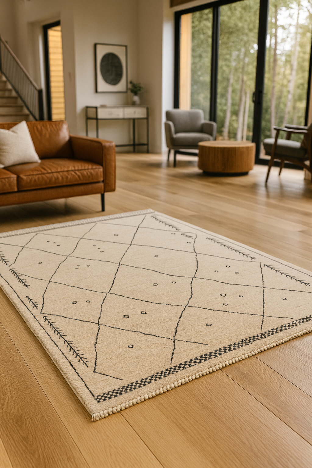 ✨ Handwoven 8×10 Moroccan Wool Rug — Pure Wool, Minimalist Moroccan Design — 66465