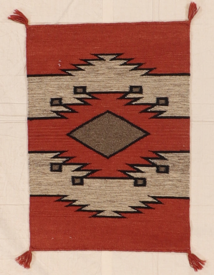 W 2 L 3 Kilim Navajo 100% Wool Hand-Woven All-Over Design - 66475