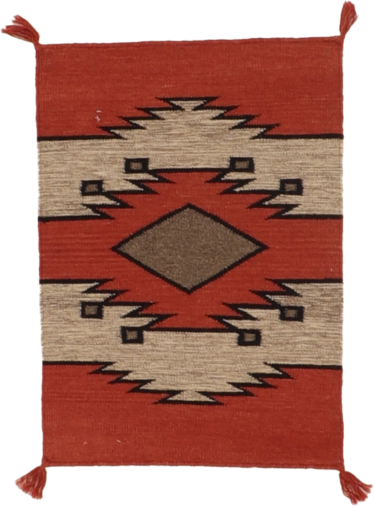 W 2 L 3 Kilim Navajo 100% Wool Hand-Woven All-Over Design - 66475