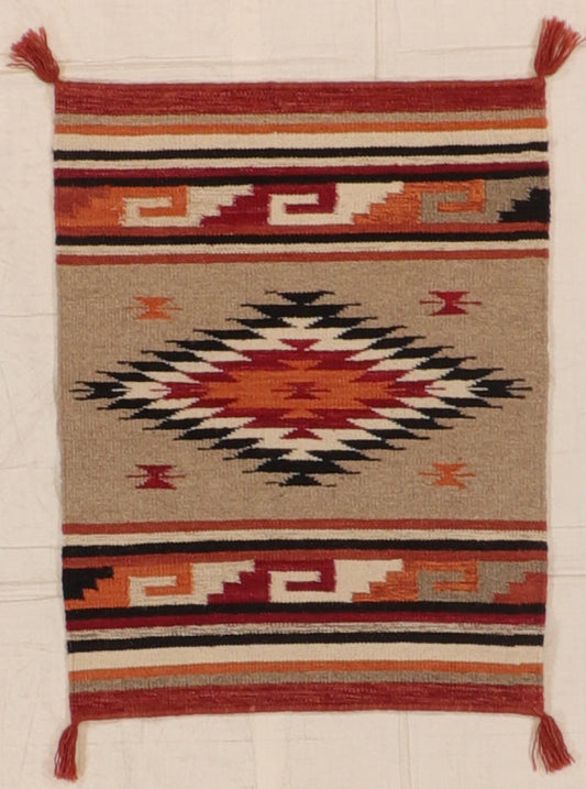W 2 L 3 Kilim Navajo 100% Wool Hand-Woven All-Over Design - 66478