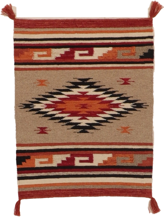 W 2 L 3 Kilim Navajo 100% Wool Hand-Woven All-Over Design - 66478
