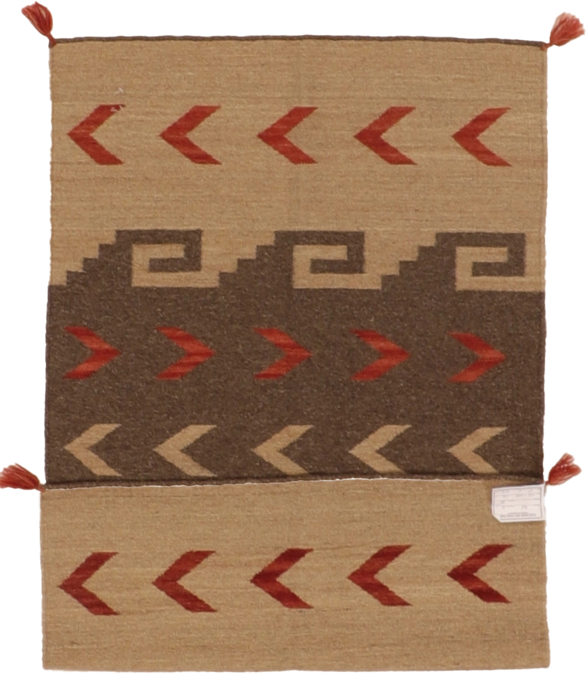 W 3 L 5.2 Kilim 100% Wool Hand-Woven Navajo Inspired Design - 66479