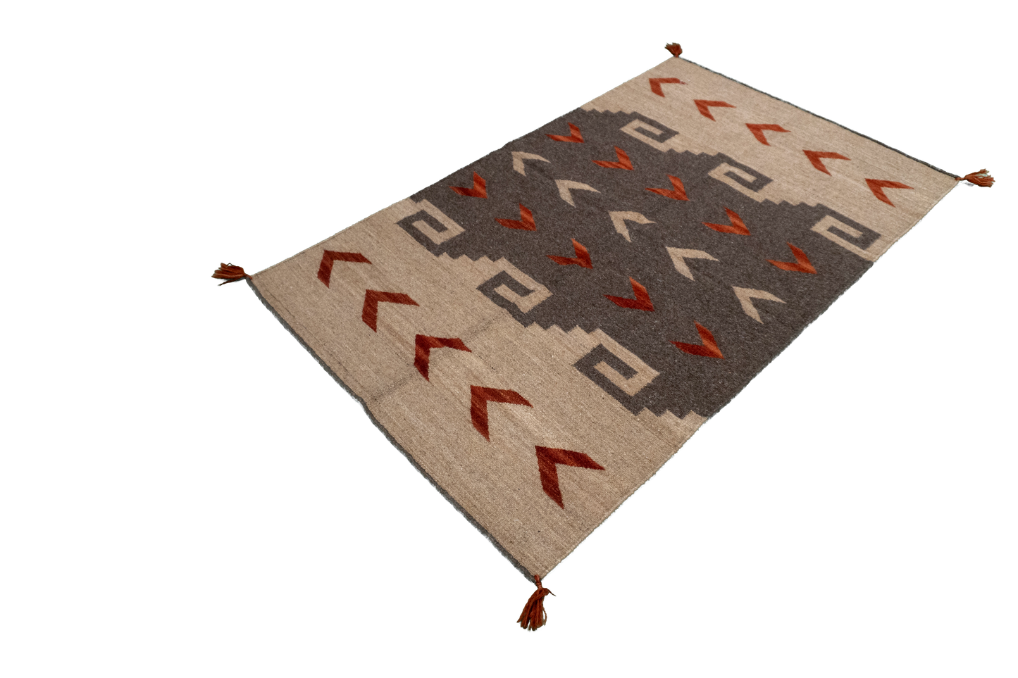 W 3 L 5.2 Kilim 100% Wool Hand-Woven Navajo Design - 66479