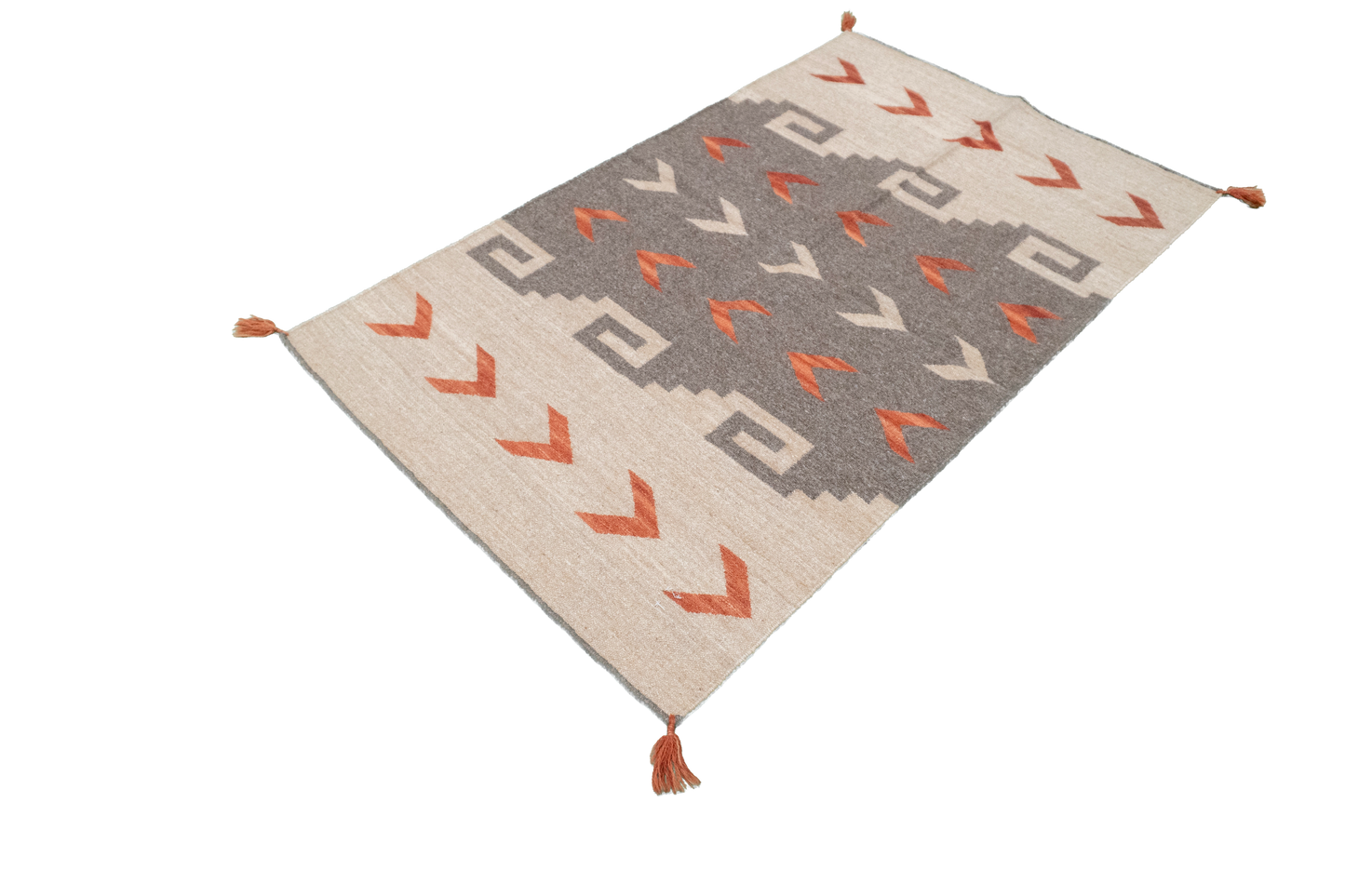 W 3 L 5.2 Kilim 100% Wool Hand-Woven Navajo Design - 66479