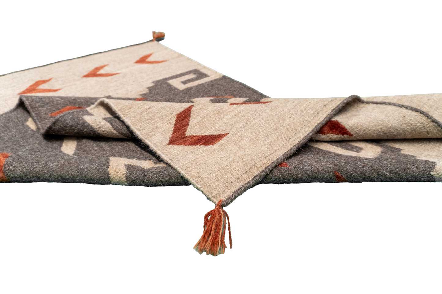 W 3 L 5.2 Kilim 100% Wool Hand-Woven Navajo Design - 66479