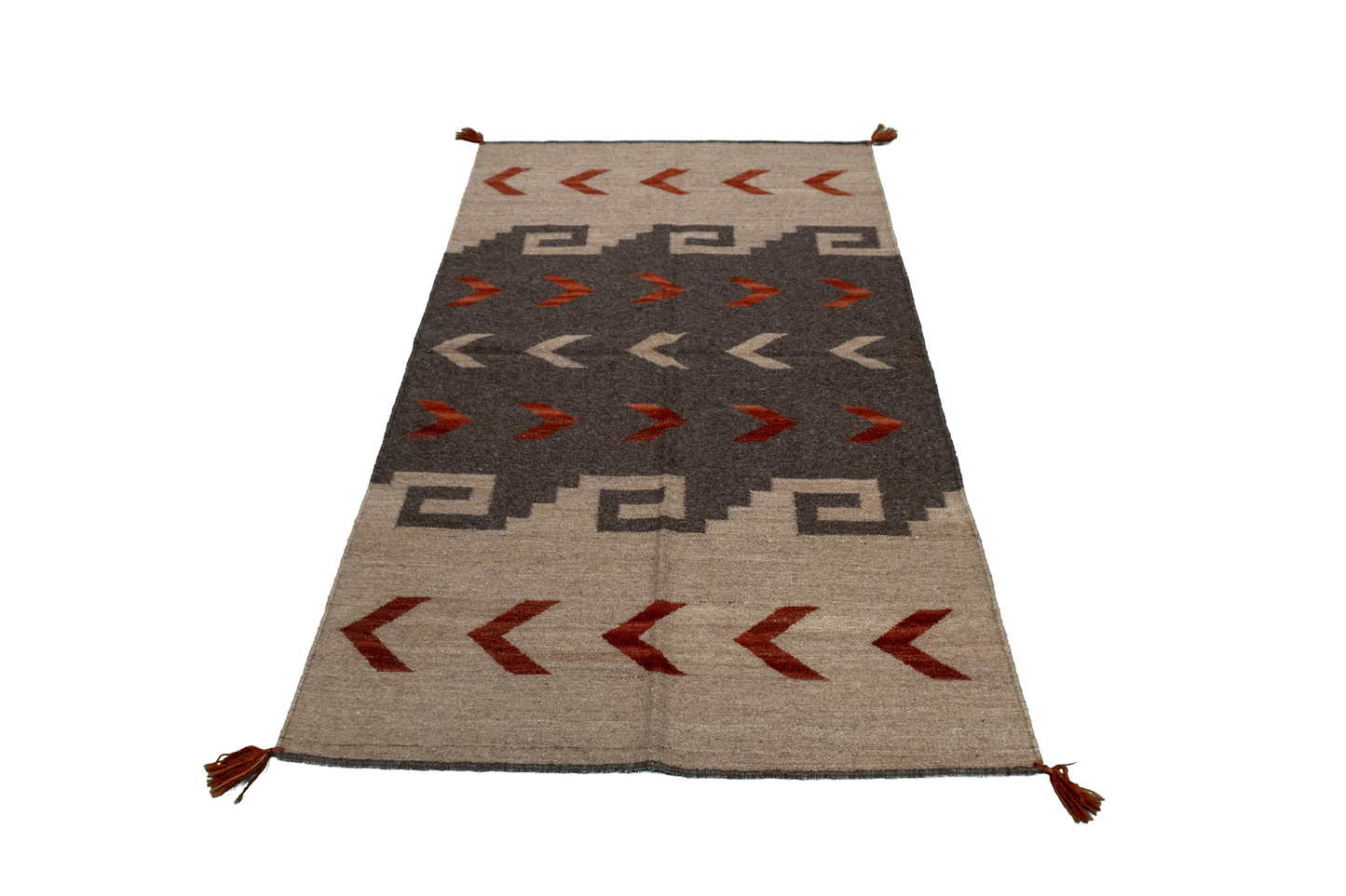W 3 L 5.2 Kilim 100% Wool Hand-Woven Navajo Design - 66479