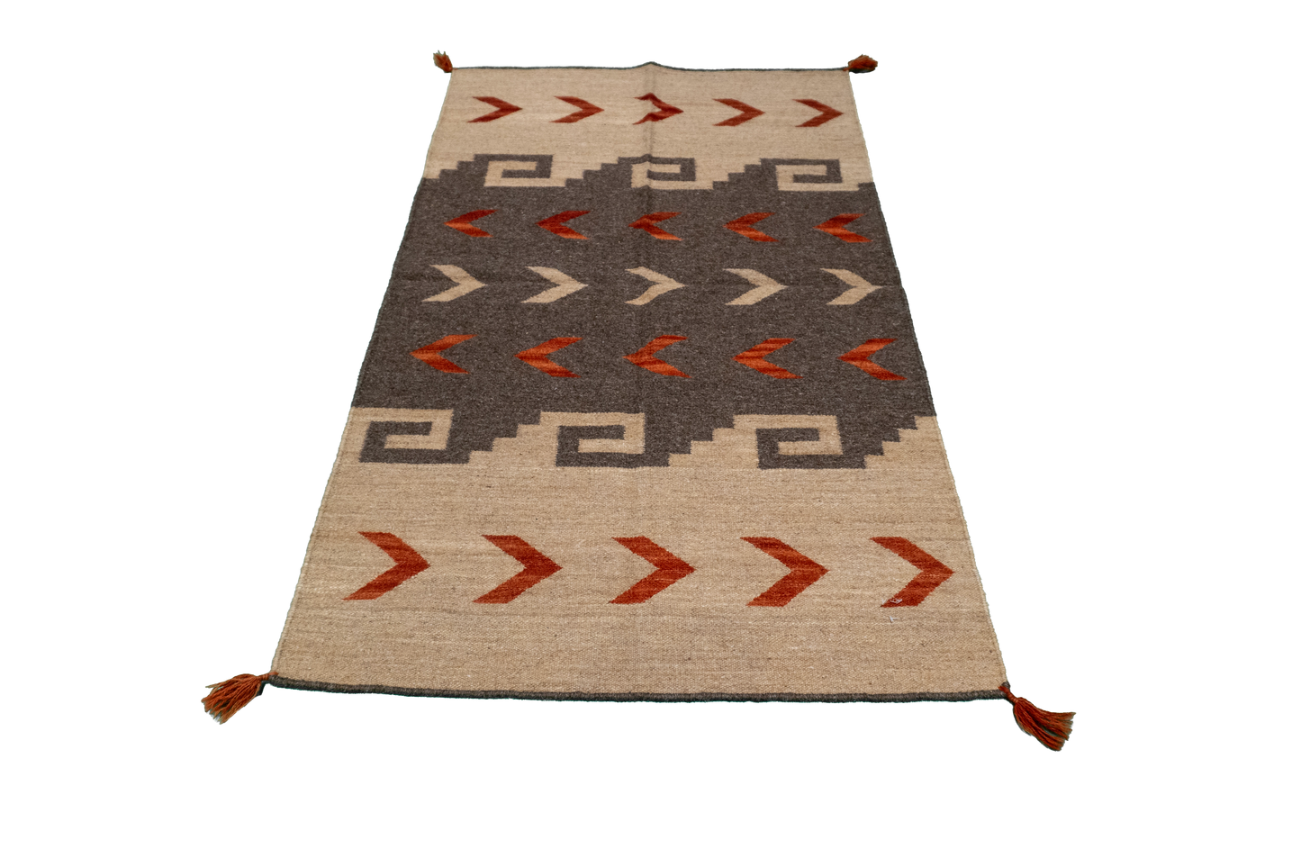 W 3 L 5.2 Kilim 100% Wool Hand-Woven Navajo Design - 66479