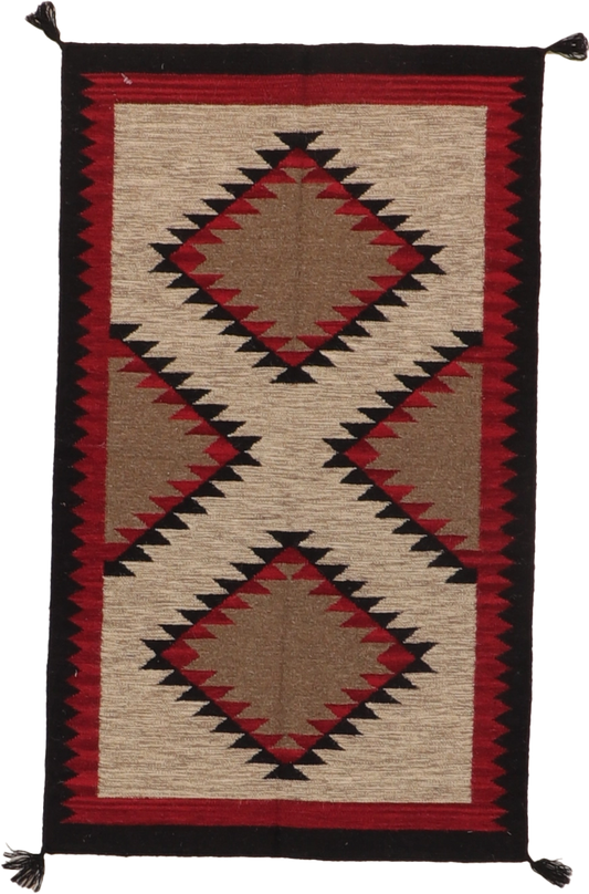W 3 L 5.1 Kilim 100% Wool Hand-Woven Navajo Design - 66481