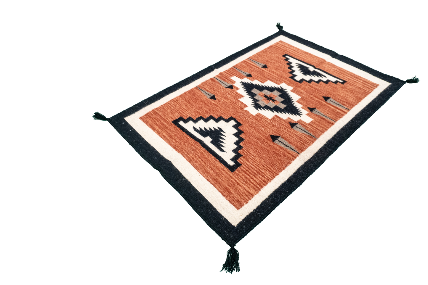 W 3.3 L 5 Kilim 100% Wool Hand-Woven Navajo Design - 66482