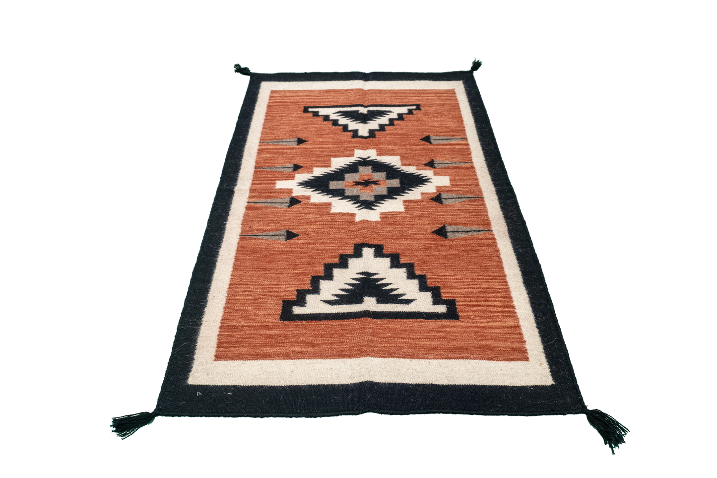 W 3.3 L 5 Kilim 100% Wool Hand-Woven Navajo Design - 66482