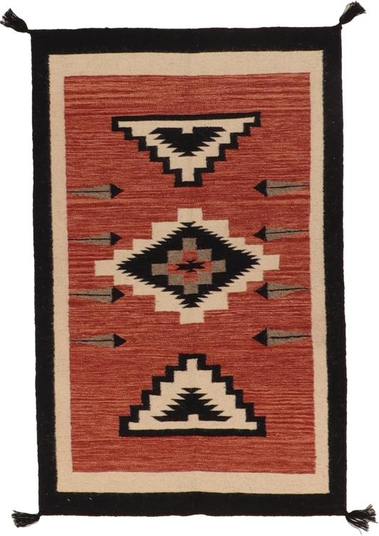 W 3.3 L 5 Kilim 100% Wool Hand-Woven Navajo Design - 66482