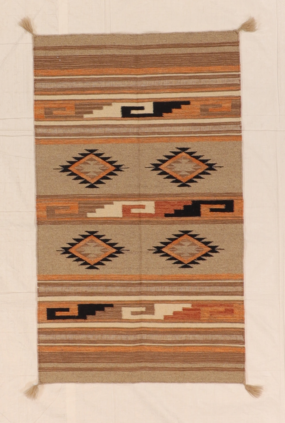 W 3 L 5 Kilim Navajo 100% Wool Hand-Woven All-Over Design - 66484