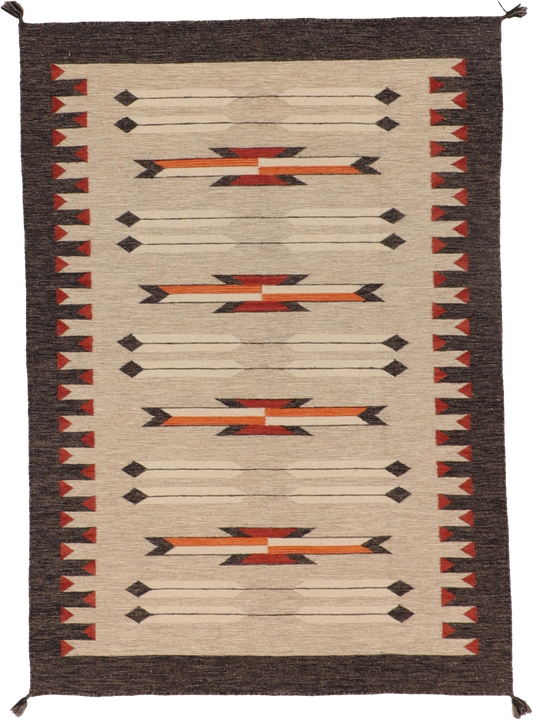 W 5 L 7 Kilim 100% Wool Hand-Woven Navajo Design - 66491