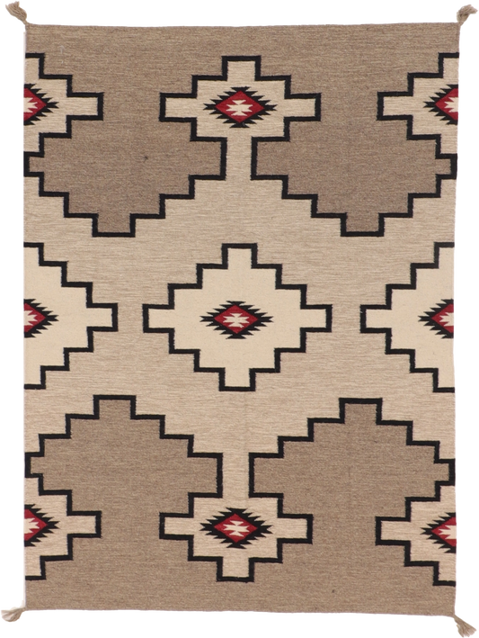 W 5 L 7 Kilim 100% Wool Hand-Woven Navajo Design - 66494