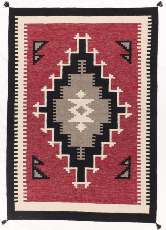 6 x 9 - Kilim Navajo Fine/Wool All Over Rectangle - Hand Knotted Rug — 66496