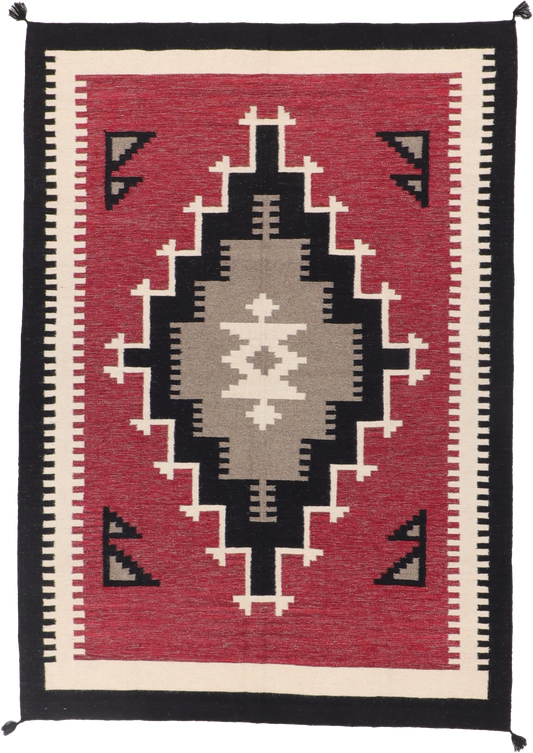 W 6 L 9 Kilim 100% Wool Hand-Woven Navajo Design - 66496