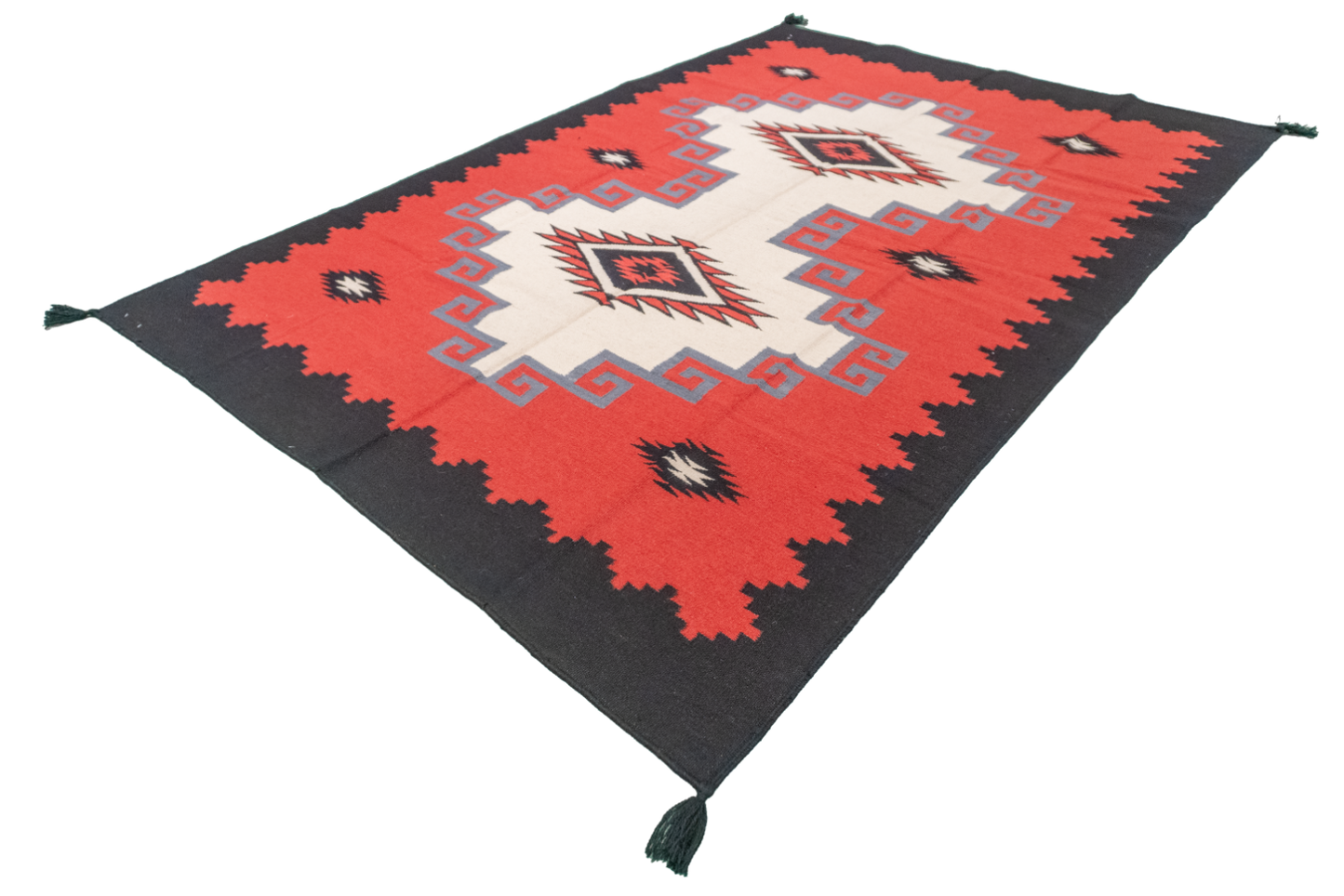 W 6 L 9 Kilim Navajo 100% Wool Hand-Woven All-Over Design - 66497