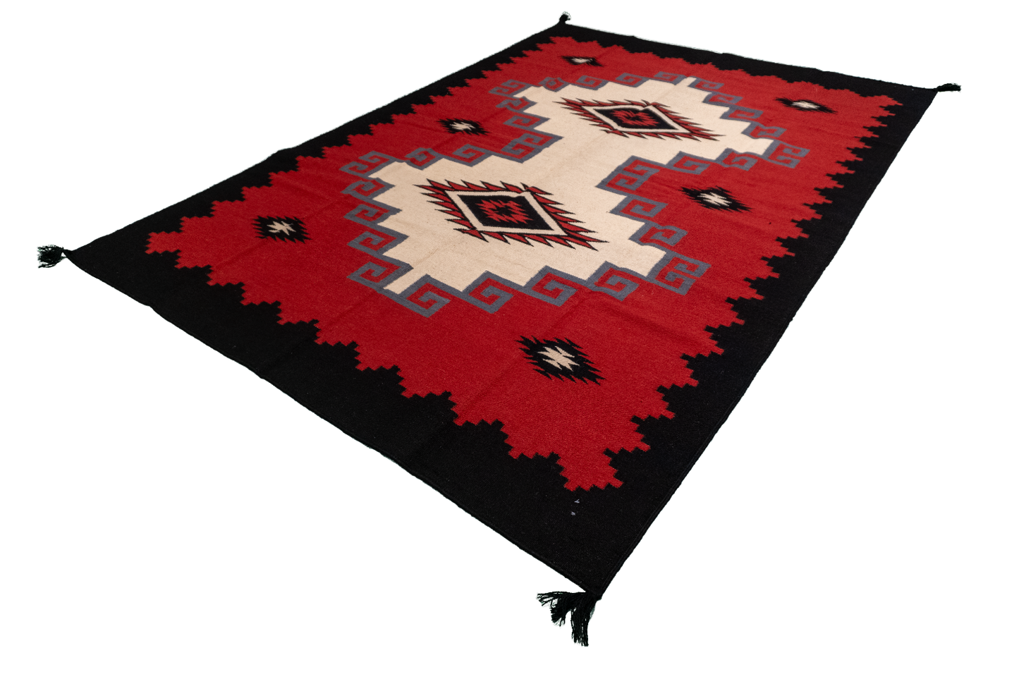W 6 L 9 Kilim Navajo 100% Wool Hand-Woven All-Over Design - 66497
