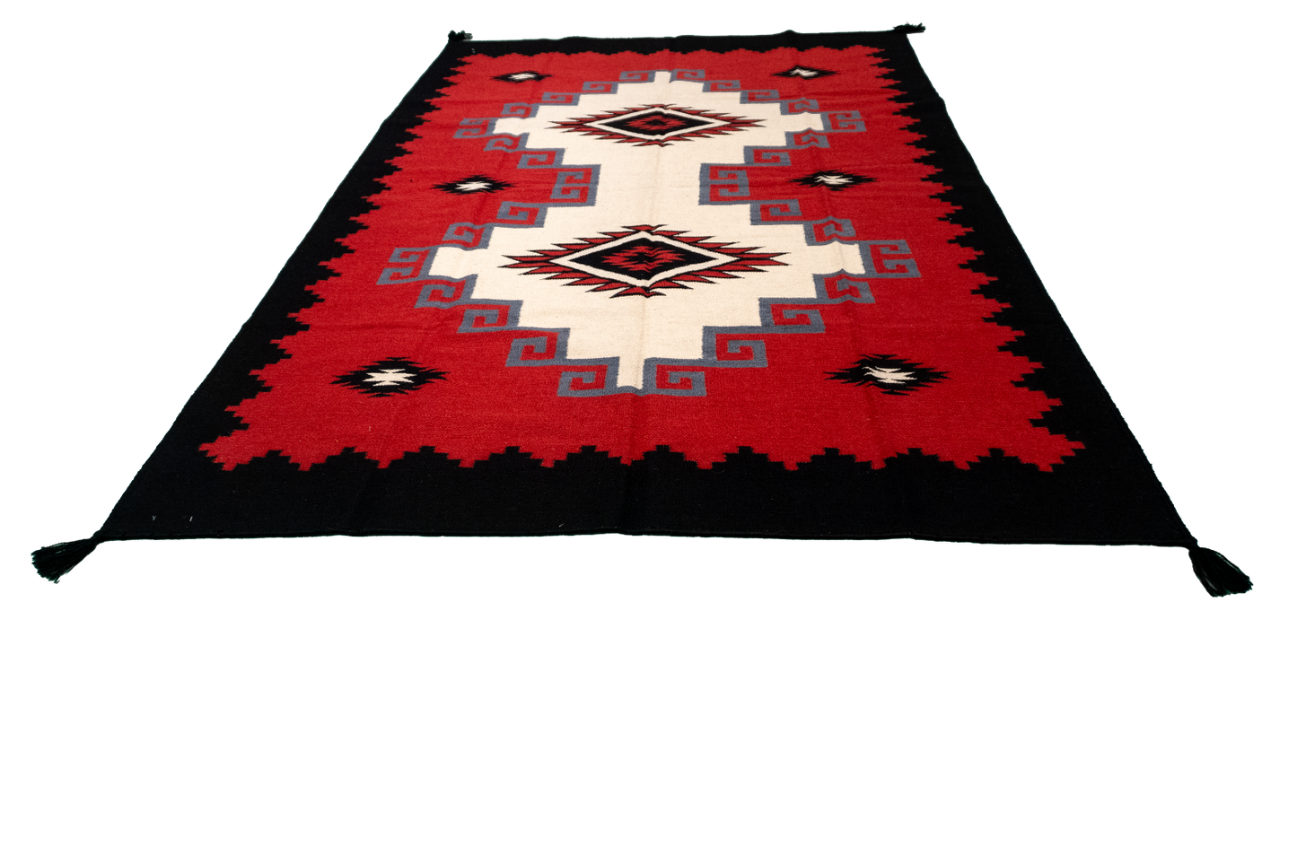 W 6 L 9 Kilim Navajo 100% Wool Hand-Woven All-Over Design - 66497