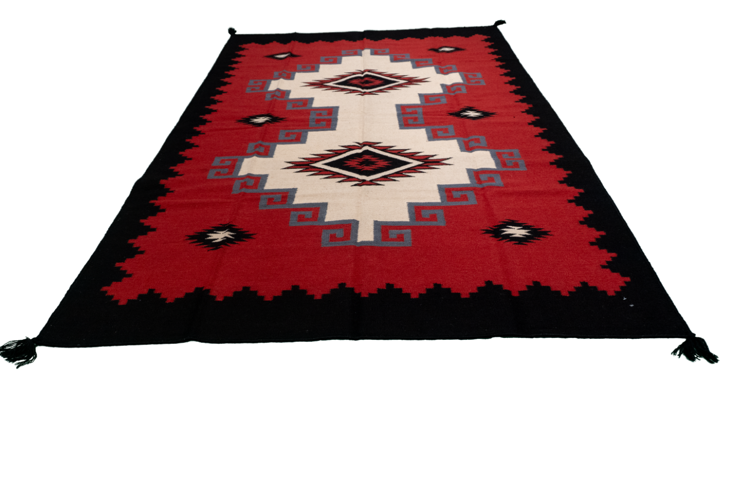 W 6 L 9 Kilim Navajo 100% Wool Hand-Woven All-Over Design - 66497