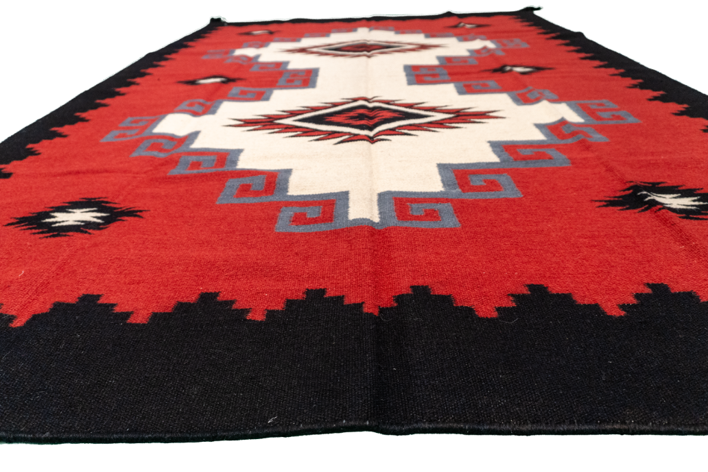 W 6 L 9 Kilim Navajo 100% Wool Hand-Woven All-Over Design - 66497